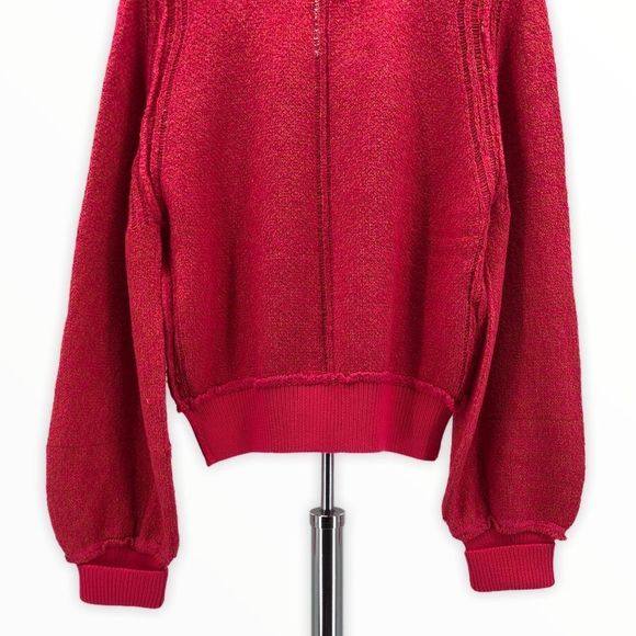 Free People Hot Pink Riptide V-Neck Knit Sweater NWT - Picture 7 of 13